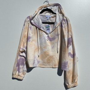 NWT Frayed, Amber purple/peach tie dye cropped hoodie, size large